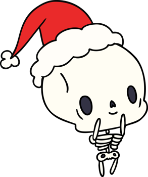 hand drawn christmas cartoon of kawaii skeleton png