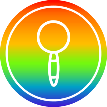 magnifying glass circular icon with rainbow gradient finish png