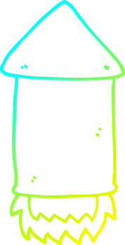 cold gradient line drawing of a cartoon rocket png