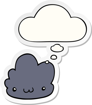 cute cartoon cloud with thought bubble as a printed sticker png