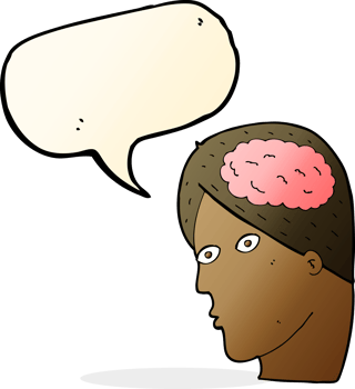 cartoon head with brain symbol with speech bubble png