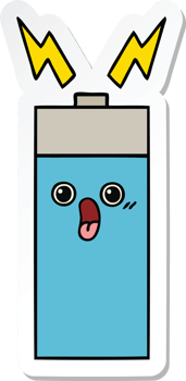 sticker of a cute cartoon battery png