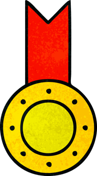 retro grunge texture cartoon of a gold medal png