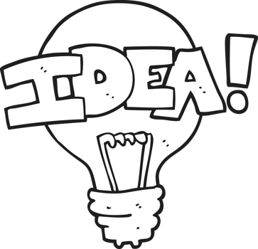 drawn black and white cartoon idea light bulb symbol png