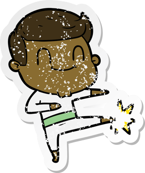 distressed sticker of a cartoon friendly man png