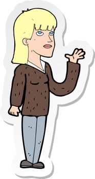 sticker of a cartoon woman explaining png