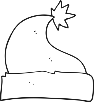 drawn black and white cartoon christmas hat png
