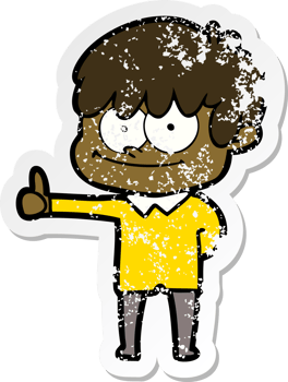 distressed sticker of a happy cartoon man png