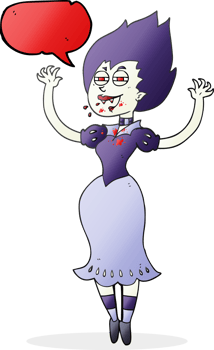 drawn speech bubble cartoon vampire girl with bloody mouth png