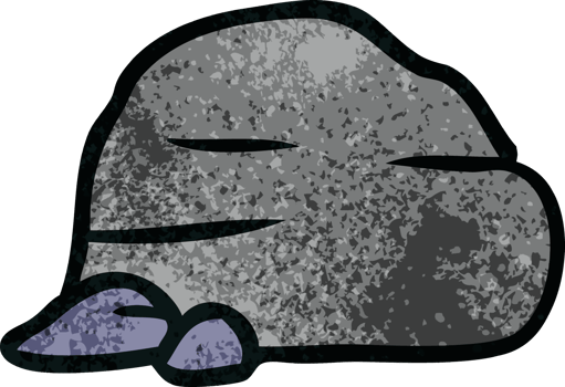 hand drawn textured cartoon doodle of stone and pebbles png
