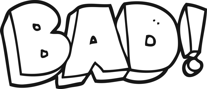 drawn black and white cartoon Bad symbol png