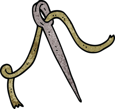 cartoon doodle needle and thread png