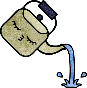 retro grunge texture cartoon of a pouring kettle png