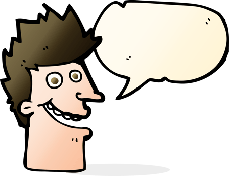 cartoon happy man face with speech bubble png