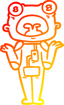 warm gradient line drawing of a cartoon weird alien shrugging shoulders png