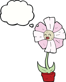 cartoon flower with thought bubble png