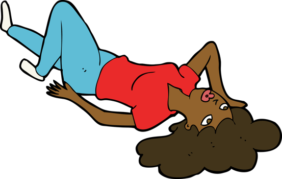 cartoon woman lying on floor png