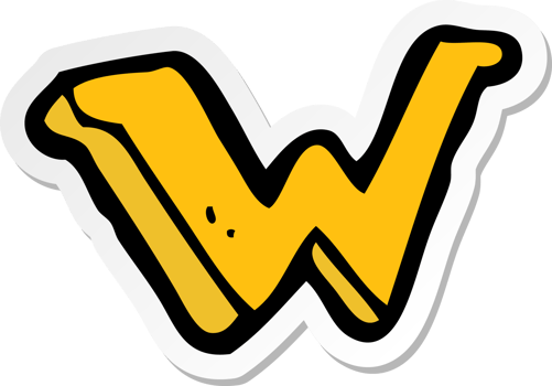 sticker of a cartoon letter W png