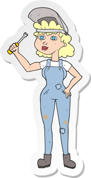 sticker of a cartoon female mechanic png