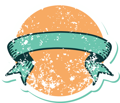 iconic distressed sticker tattoo style image of a banner png