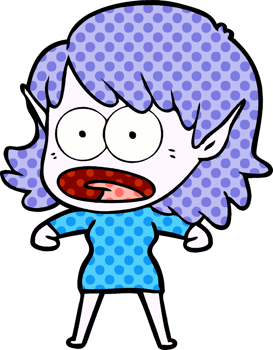 cartoon shocked elf girl png