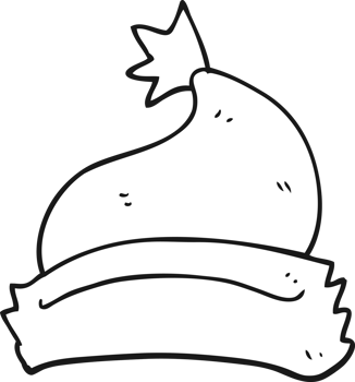hand drawn black and white cartoon christmas hat png