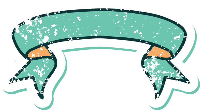 iconic distressed sticker tattoo style image of a banner png