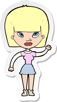 sticker of a cartoon woman waving png