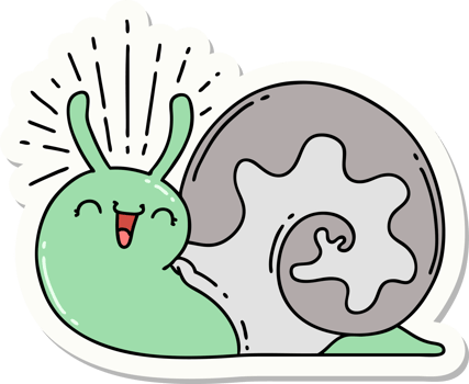 sticker of a tattoo style happy snail png