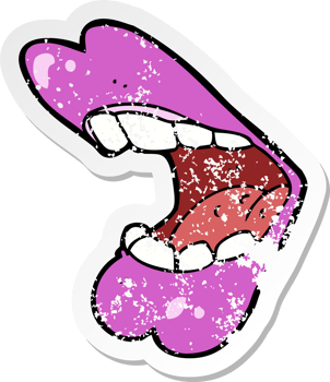 retro distressed sticker of a cartoon halloween mouth png