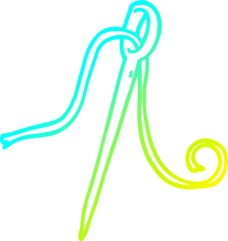 cold gradient line drawing of a cartoon needle and thread png