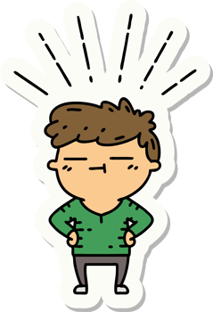 sticker of a tattoo style happy man png