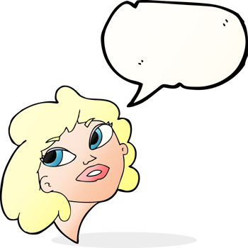 cartoon happy woman with speech bubble png
