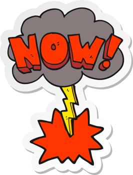 sticker of a cartoon now symbol with thundercloud png