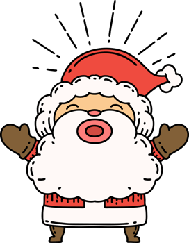 illustration of a traditional tattoo style santa claus christmas character png
