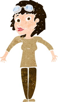 cartoon woman wearing goggles png