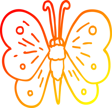 warm gradient line drawing of a cartoon butterfly png