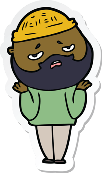 sticker of a cartoon worried man with beard png