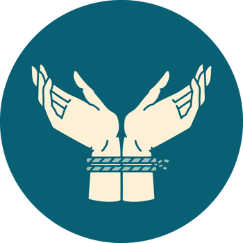 iconic tattoo style image of a pair of tied hands png