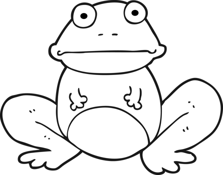 hand drawn black and white cartoon frog png