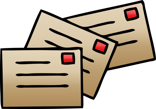 gradient shaded cartoon of a stamped letters png