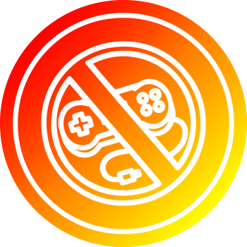 no gaming circular icon with warm gradient finish png
