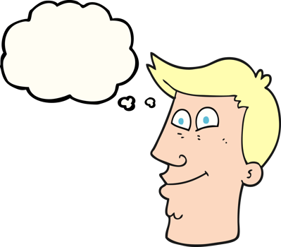 hand drawn thought bubble cartoon male face png