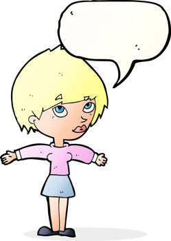 cartoon woman with open arms with speech bubble png