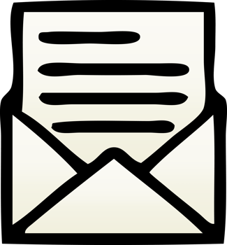 gradient shaded cartoon of a letter and envelope png