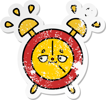 distressed sticker of a cute cartoon alarm clock png