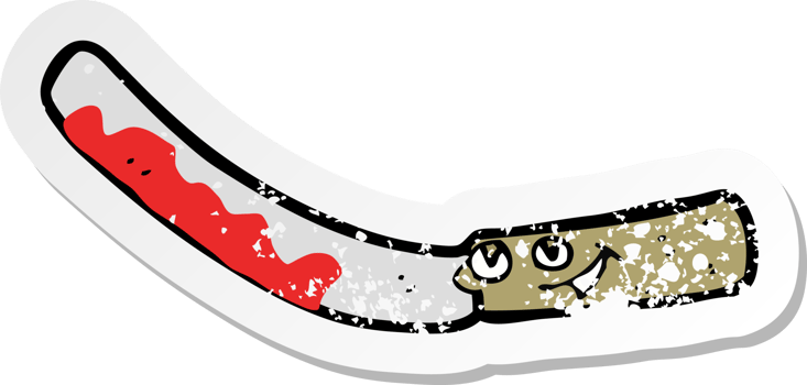 retro distressed sticker of a cartoon jam knife png
