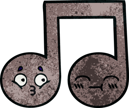 retro grunge texture cartoon of a musical note png