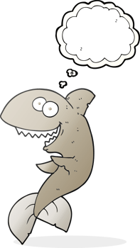 hand drawn thought bubble cartoon shark png