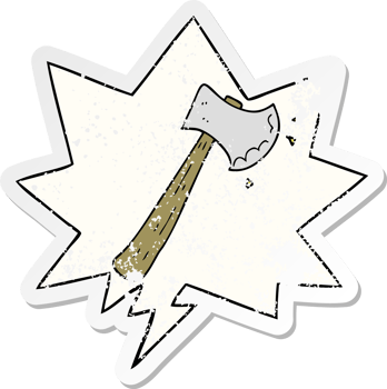 cartoon axe with speech bubble distressed distressed old sticker png